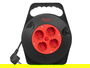 Argon Cable Enrollable 5 Metros Eléctrico 4 Enchufes 2300W Negro/Rojo 25.2x24x9 cm (Set de 6)