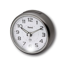 SAMI Despertador Redondo Mediano Esfera Blanca Numeros con Luz Superior en Color Plata