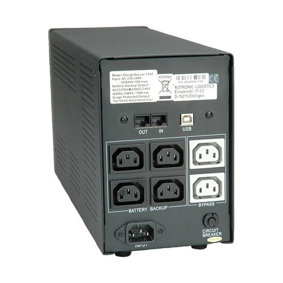 ROLINE DesignSecure 1200 UPS Línea Interactiva 1,2 kVA 720 W