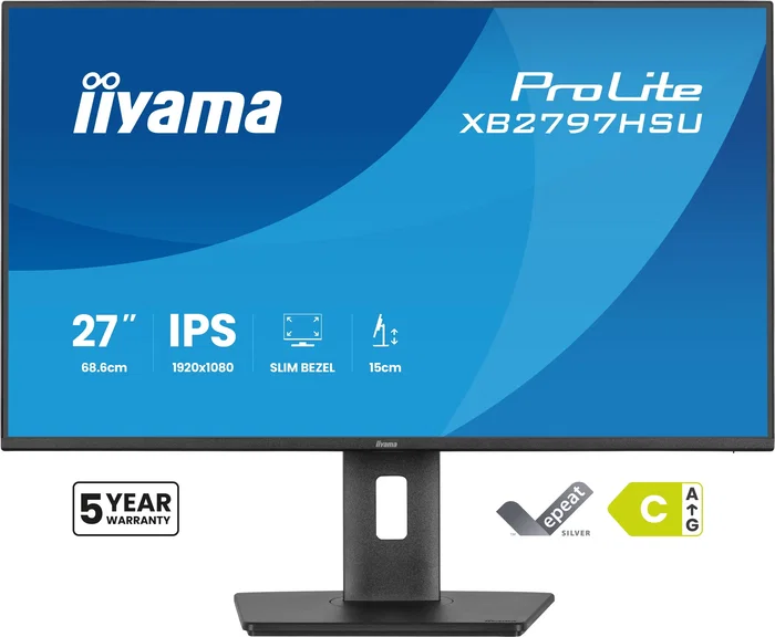 Iiyama ProLite XB2797HSU-B1 - Monitor LED 27" Full HD 1920x1080 IPS, 120 Hz, 4 ms, Adaptive Sync, Altura Ajustable, HDMI, DisplayPort, USB, Negro