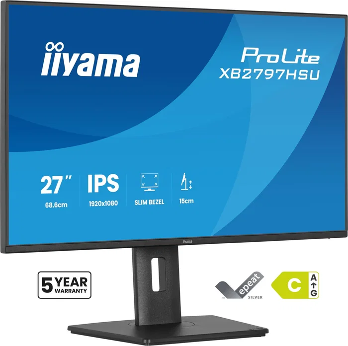 Iiyama ProLite XB2797HSU-B1 - Monitor LED 27" Full HD 1920x1080 IPS, 120 Hz, 4 ms, Adaptive Sync, Altura Ajustable, HDMI, DisplayPort, USB, Negro