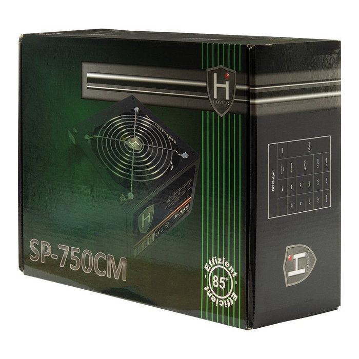 Inter-Tech Fuente de Alimentación ATX 750W 80 Plus Semimodular, Ventilador de 14 cm, SP-750CM, Negro, 20+4 Pin, 60A, para PC