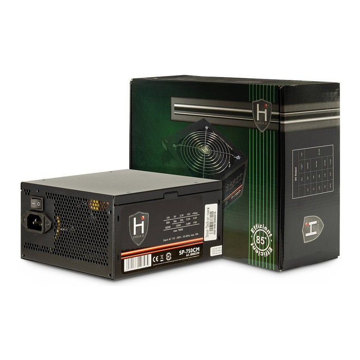 Inter-Tech Fuente de Alimentación ATX 750W 80 Plus Semimodular, Ventilador de 14 cm, SP-750CM, Negro, 20+4 Pin, 60A, para PC