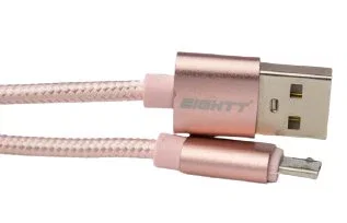 Eightt ECM-1P Cable USB A a Micro USB B, 1 metro, USB 2.0, 480 Mbps, Color Rosa, Nylon, 1 Unidad