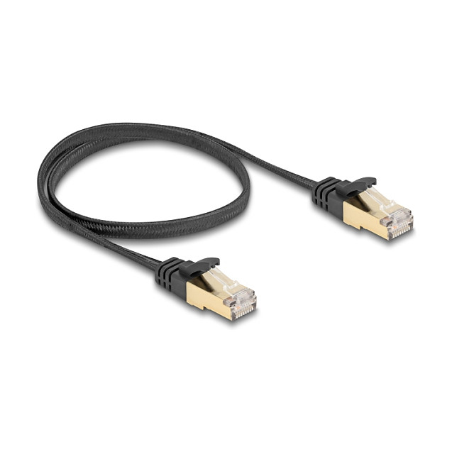 DeLOCK Cable de red plano Cat.6A U/FTP RJ45 0,5 m Negro