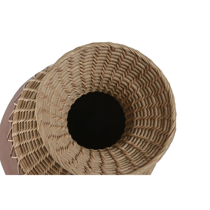 DKD Home Decor Jarrón de Terracota y Ratán 24x24x35 cm DKD Home Decor Jarrón de Terracota y Ratán 24x24x35 cm