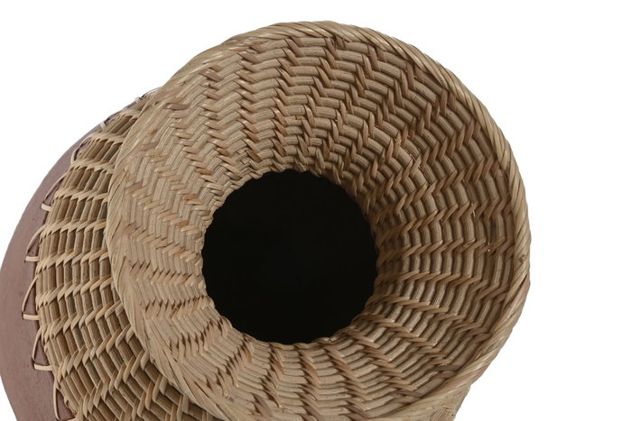 DKD Home Decor Jarrón de Terracota y Ratán 24x24x35 cm DKD Home Decor Jarrón de Terracota y Ratán 24x24x35 cm