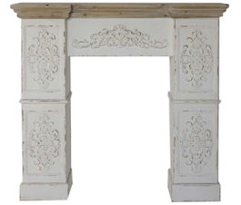 DKD Home Decor Jiayetong 23 Frontal Chimenea Neoclasico Abeto y MDF Blanco y Natural 29.5 x 116 x 120 cm