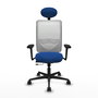 PIQUERAS Y CRESPO Silla de oficina Zulema con mecanismo Sincro/Traslack, Azul y Blanco