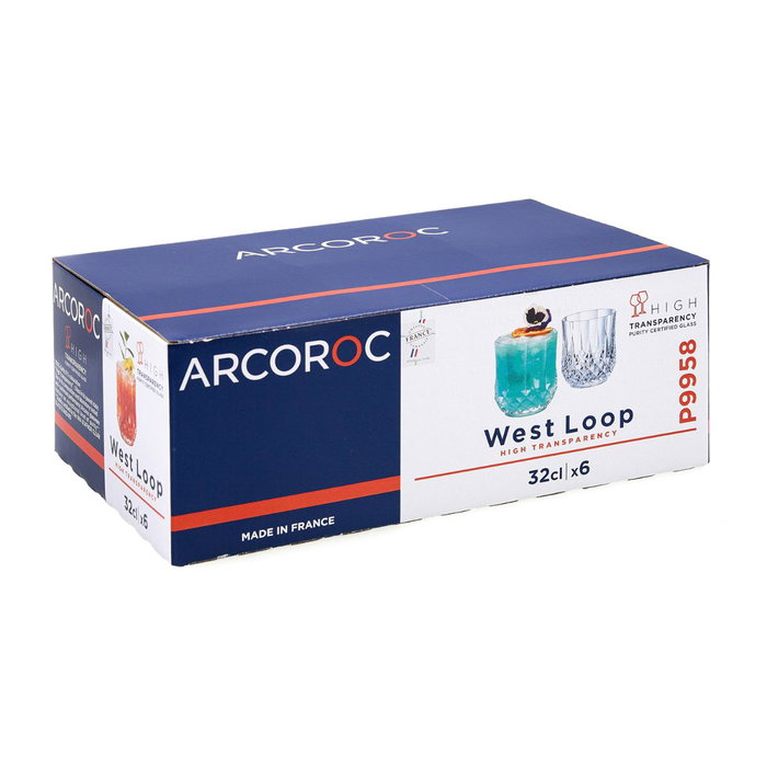 Caja 6 Vasos Bajos Cristalin West Loop Arcoroc 32 cL