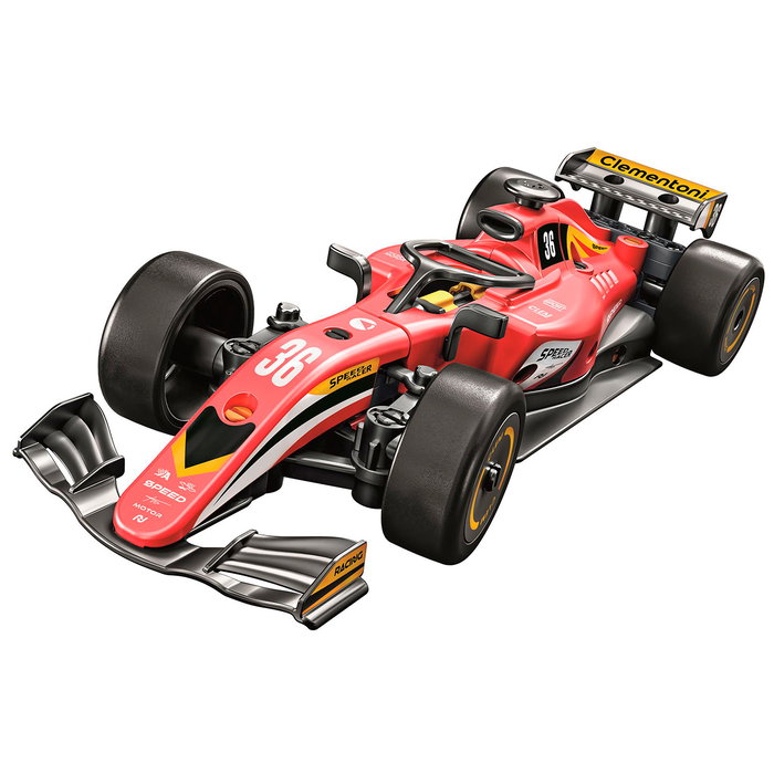 Clementoni 55672 Mechanics - Coche de Carreras, Kit de Construcción para Montar, Modelo Realista con Ruedas, Engranajes y Pistones con Movimiento, Para +8 Años