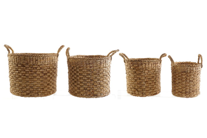 DKD Home Decor Cesta de Yute Marrón 38 x 41 x 38 cm Set de 4 Piezas Hecho a Mano Reciclable