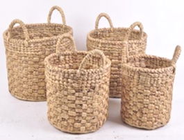DKD Home Decor Cesta de Yute Marrón 38 x 41 x 38 cm Set de 4 Piezas Hecho a Mano Reciclable