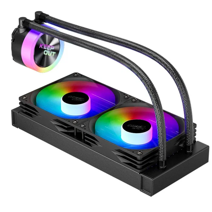 KeepOut XWC-240 Refrigeración Líquida AIO, 240mm, 2 Ventiladores ARGB de 12cm, Compatible con Intel LGA1700/1200/115x y AMD AM5/AM4, Negro