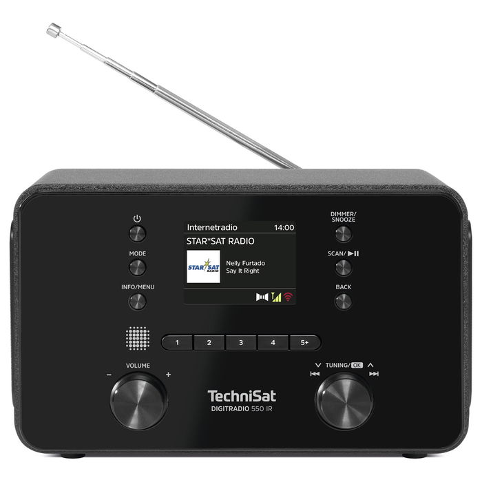 TechniSat DigitRadio 550 IR - Radio Digital Personal con DAB+/FM, Wi-Fi, Bluetooth 5.2, Pantalla TFT 2.4", Altavoces, USB, Negro