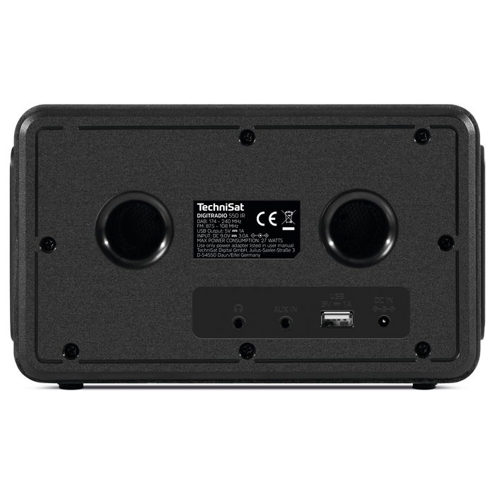 TechniSat DigitRadio 550 IR - Radio Digital Personal con DAB+/FM, Wi-Fi, Bluetooth 5.2, Pantalla TFT 2.4", Altavoces, USB, Negro