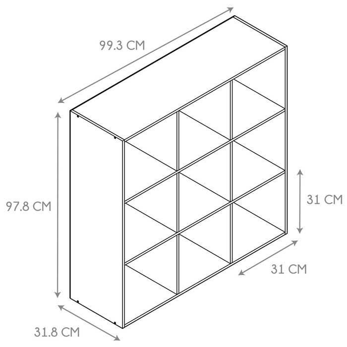 Home Deco Factory Estantería Tiffany con 9 Compartimentos Colección Cocooning 99,3x31,8x97,8 cm