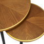 Home Deco Factory Juego de 2 Mesas Nido Lounge Grande d.60cm x h.40cm Pequeña d.40cm x h.33cm Madera Patas Negras Ribete Dorado