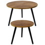 Home Deco Factory Juego de 2 Mesas Nido Lounge Grande d.60cm x h.40cm Pequeña d.40cm x h.33cm Madera Patas Negras Ribete Dorado