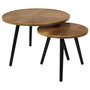 Home Deco Factory Juego de 2 Mesas Nido Lounge Grande d.60cm x h.40cm Pequeña d.40cm x h.33cm Madera Patas Negras Ribete Dorado