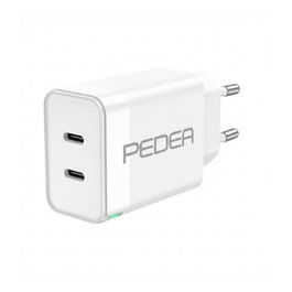 PEDEA Cargador de 40W USB-C (PD) con 2 puertos, blanco