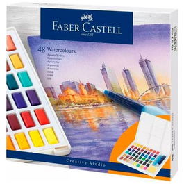 Faber Castell Acuarelas En Pastillas Creative Studio Colores Surtidos Estuche 48 Unidades