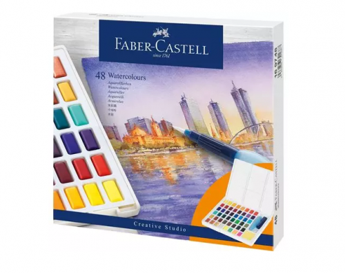 Faber-Castell Estuche de Acuarelas Creative Studio con 48 Pastillas Multicolor