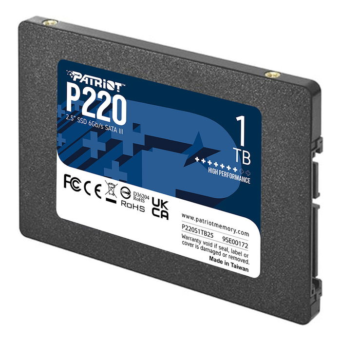 Patriot P220 1 TB SSD SATA III 6 Gb/s, 2.5" Interno para PC/Portátil, 550 MB/s Lectura, 500 MB/s Escritura