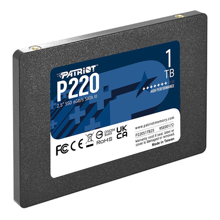 Patriot P220 1 TB SSD SATA III 6 Gb/s, 2.5" Interno para PC/Portátil, 550 MB/s Lectura, 500 MB/s Escritura