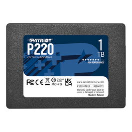 Patriot P220 1 TB SSD SATA III 6 Gb/s, 2.5" Interno para PC/Portátil, 550 MB/s Lectura, 500 MB/s Escritura