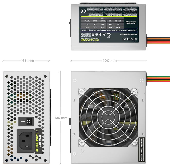 Aisens Fuente de Alimentación SFX 500W Plata