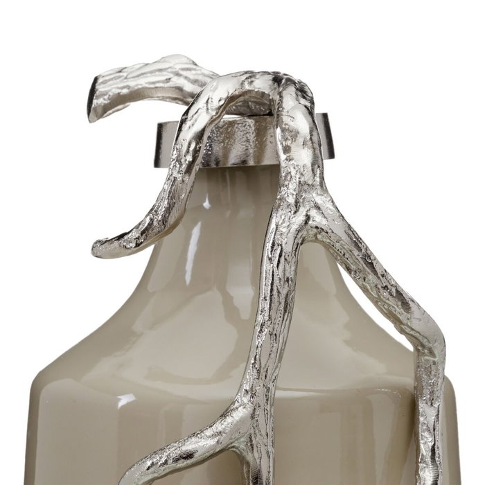 Ixia Botella Decorativa Beige-Plata 20 x 11 x 53 cm