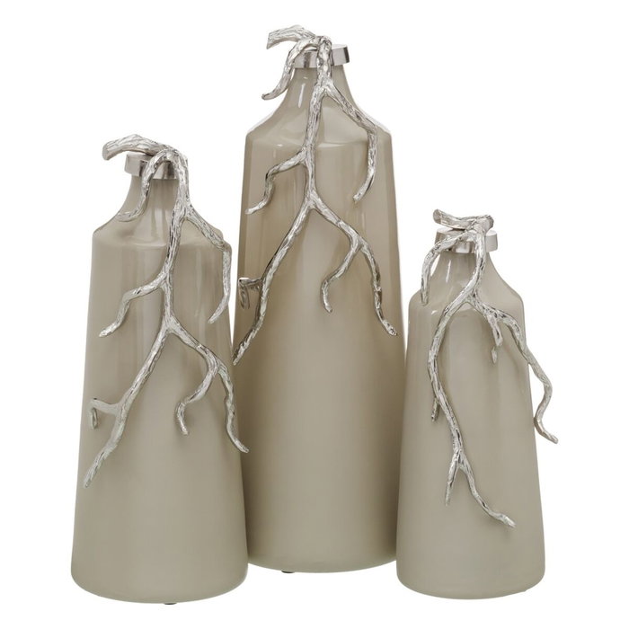 Ixia Botella Decorativa Beige-Plata 20 x 11 x 53 cm