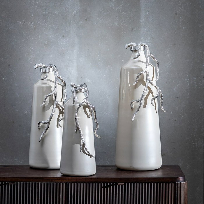 Ixia Botella Decorativa Beige-Plata 20 x 11 x 53 cm