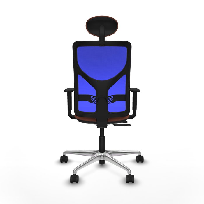 PIQUERAS Y CRESPO Silla de oficina Motilla con mecanismo Sincro/Traslack, Tela Marrón y Malla Azul