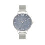 Olivia Burton OB16GD77 con esfera azul glitter y correa plateada
