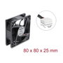 DeLOCK Ventilador axial 48 V DC, 80 x 80 x 25 mm con conector PWM de 4 pines, negro