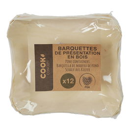 Cook Concept Juego 12 Barquitas Presentar Cook Concept Madera Pino Cuadradas Ecológicas Aperitivos
