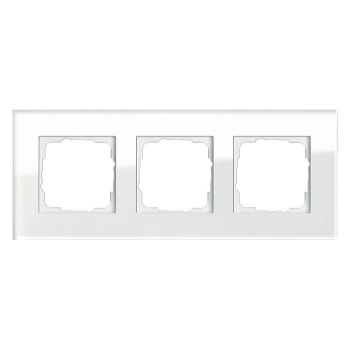 GIRA Esprit Marco 3-fach con Cristal Blanco, Sin Tornillos, 95 x 236.8 x 9.85 mm, Ventana 55x55 mm
