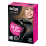 Braun HD130 Secador de Pelo 1200W Negro, Cabello Seco y Húmedo, Función Iónica, Mango Plegable, Ideal para Viaje