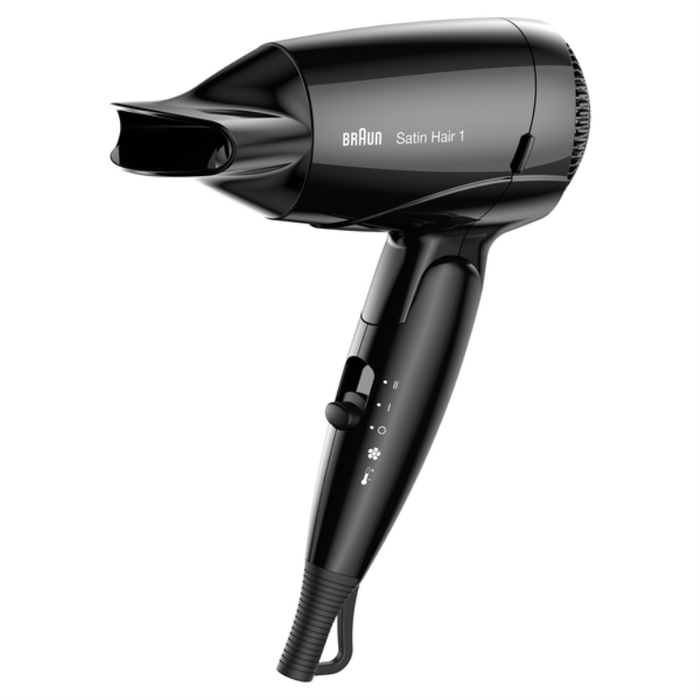 Braun HD130 Secador de Pelo 1200W Negro, Cabello Seco y Húmedo, Función Iónica, Mango Plegable, Ideal para Viaje Braun HD130 Secador de Pelo 1200W Negro, Cabello Seco y Húmedo, Función Iónica, Mango Plegable, Ideal para Viaje