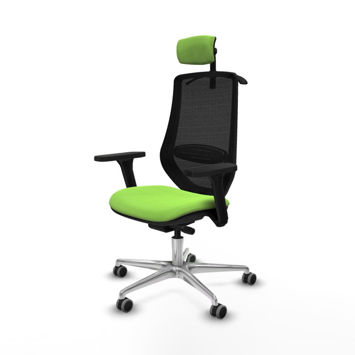 PIQUERAS Y CRESPO Silla de oficina Mardos con mecanismo Sincro/Traslack, brazos 3D y cabecero 2D, Pistacho/Negro