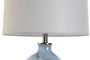 DKD Home Decor Lámpara de Sobremesa Cristal y Lino Azul y Blanco