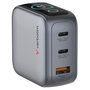 Verbatim Mini GaN Charger 65W con Pantalla (2xUSB-C, 1xUSB-A)