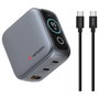 Verbatim Mini GaN Charger 65W con Pantalla TFT (2xUSB-C + 1xUSB-A)