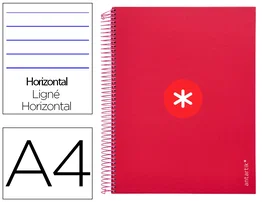 Antartik Cuaderno espiral A4 120h tapa forrada color frambuesa