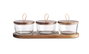 DKD Home Decor Set de 4 Cuencos de Acacia y Cristal Marrón