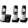 Panasonic Teléfono Inalámbrico DECT KX-TG6823 Trío con Contestador Automático - Plateado y Negro