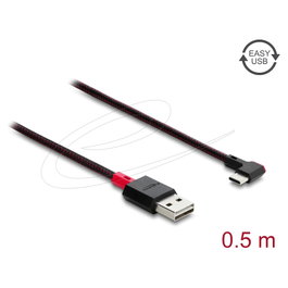 DeLOCK EASY-USB 2.0 Cable USB Tipo-A a USB Tipo-C™ Angular 0,5 m Rojo/Negro