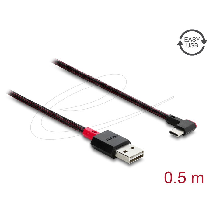 DeLOCK EASY-USB 2.0 Cable USB Tipo-A a USB Tipo-C™ Angular 0,5 m Rojo/Negro DeLOCK EASY-USB 2.0 Cable USB Tipo-A a USB Tipo-C™ Angular 0,5 m Rojo/Negro